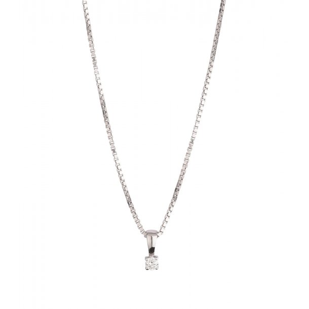 Vedhng i hvidguld med brillant 4 greb og slvkde fra L&G