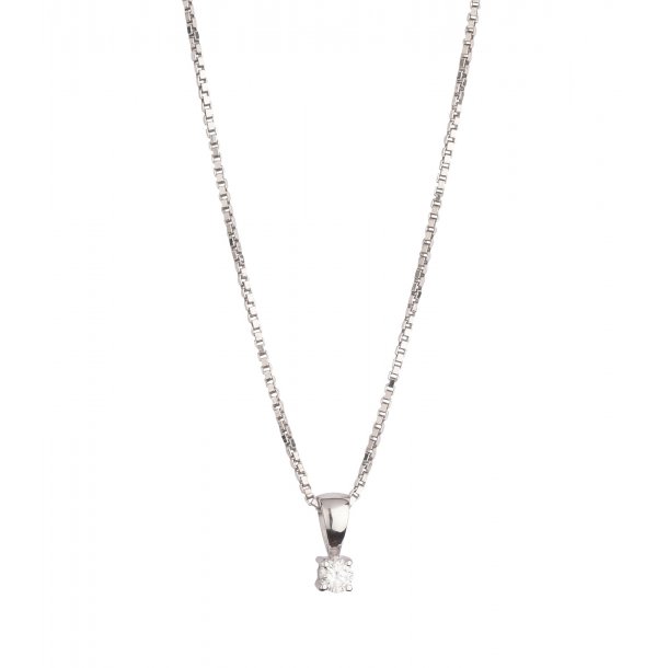 Vedhng i hvidguld med brillant 4 greb og slvkde fra L&G