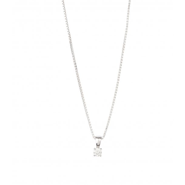 Vedhng i hvidguld med brillant 4 greb og slvkde fra L&G