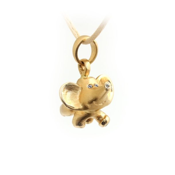 Baby Elefant vedh�ng i guld med diamanter fra Per Borup