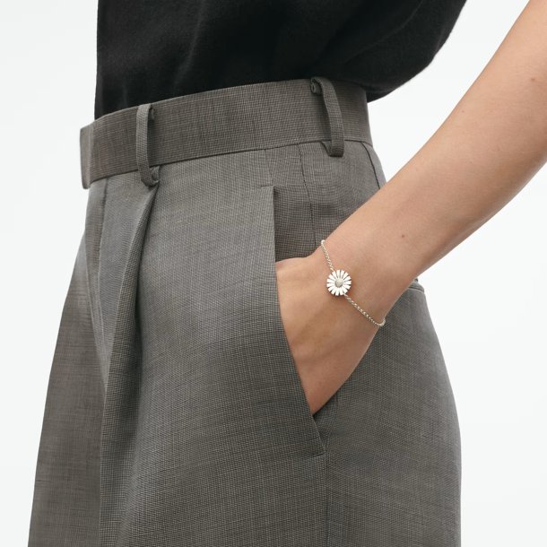 Georg Jensen Daisy armb�nd i sterlings�lv med hvid emalje