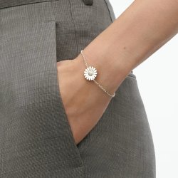 Georg Jensen Daisy armb�nd i sterlings�lv med hvid emalje