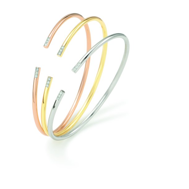 Silhouette ben armring hvidguld med brillanter - armringen til hjre i billedet