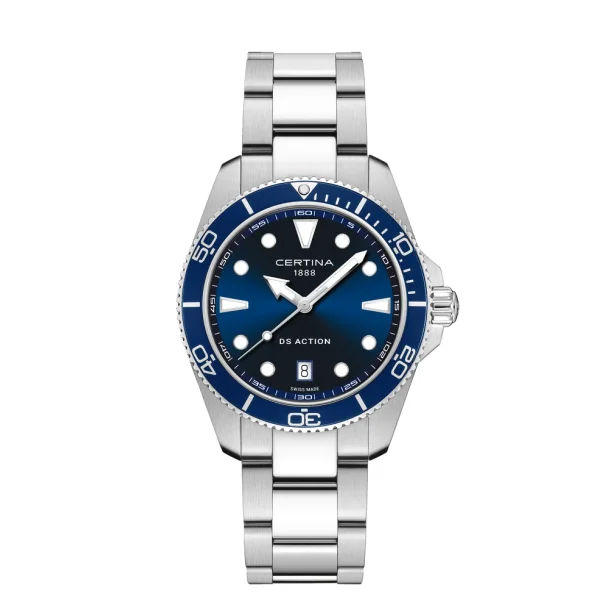 Certina DS Action st�l m. l�nke og bl� skive