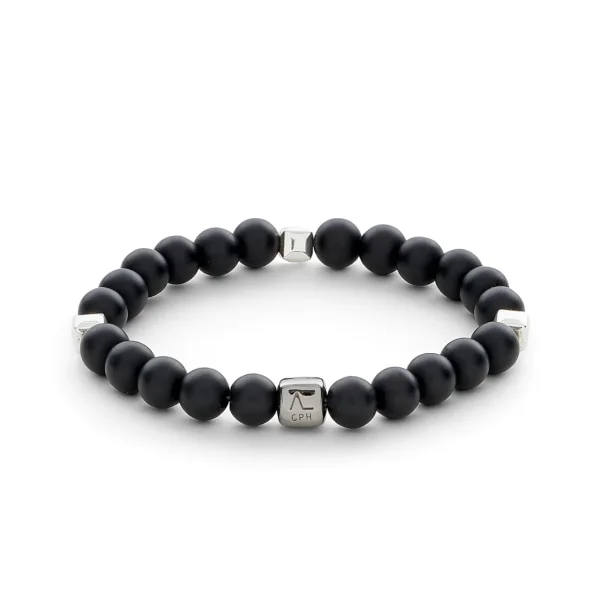 ColorUp Onyx Matte &amp; Silver Plated Cubes (8 mm) armbnd fra Alexander Lynggaard
