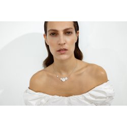 Daisy halskde, Fire Blomster, i slv med hvid emalje fra Georg Jensen