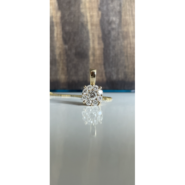 L&G vedh�ng i 14 karat r�dguld BLOOM med brillanter og s�lvforgyldt k�de