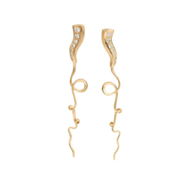 Calligraphy �reringe i guld m. diamanter fra Per Borup