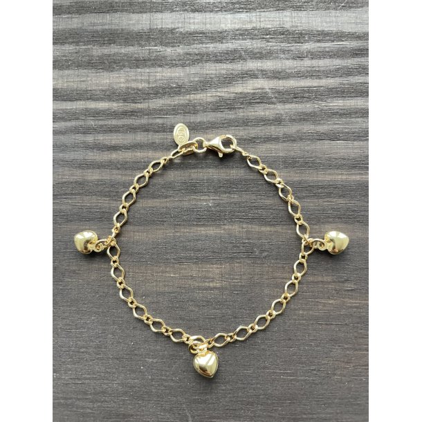 Armb�nd i forgyldt s�lv med hjertevedh�ng fra L&G