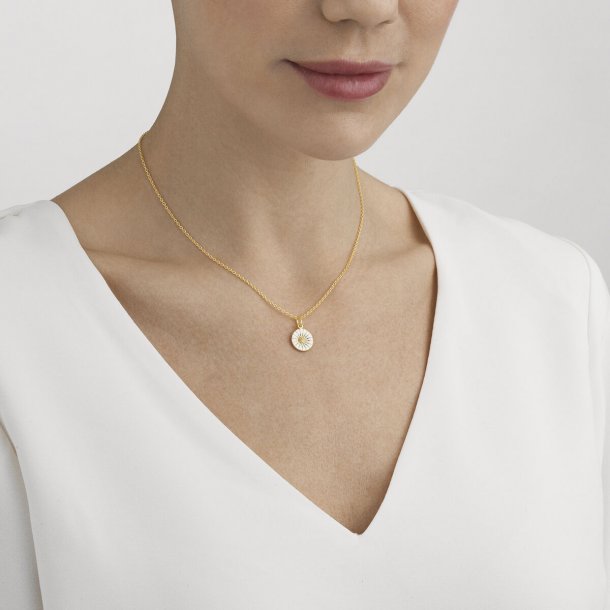 Daisy halsk�de med lille vedh�ng i forgyldt s�lv fra Georg Jensen