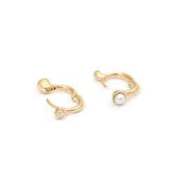 Ophelia vendbare creoler i guld m. perle og diamant fra Per Borup Design