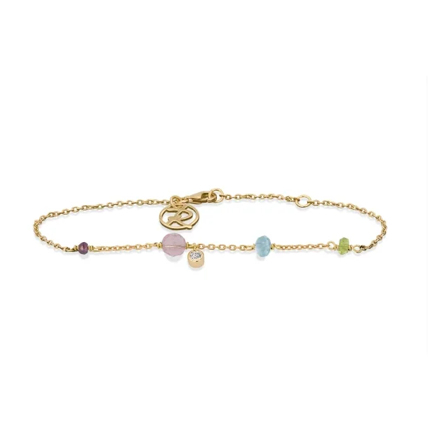 Rabinovich Minetta armb�nd forgyldt s�lv med rosa calcedon, peridot, apetite, iolit, zirkonia