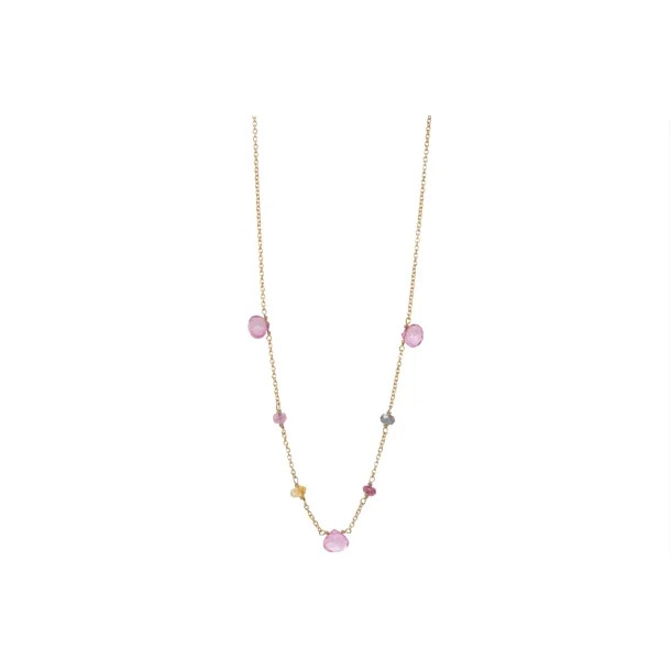 Rabinovich Drops collier forgyldt s�lv m. pink topas og pink, gul og gr�n turmalin
