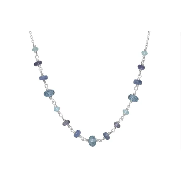 Rabinovich Scarlet S�lvcollier med bl� kvarts, iolit, kyanit, apatite
