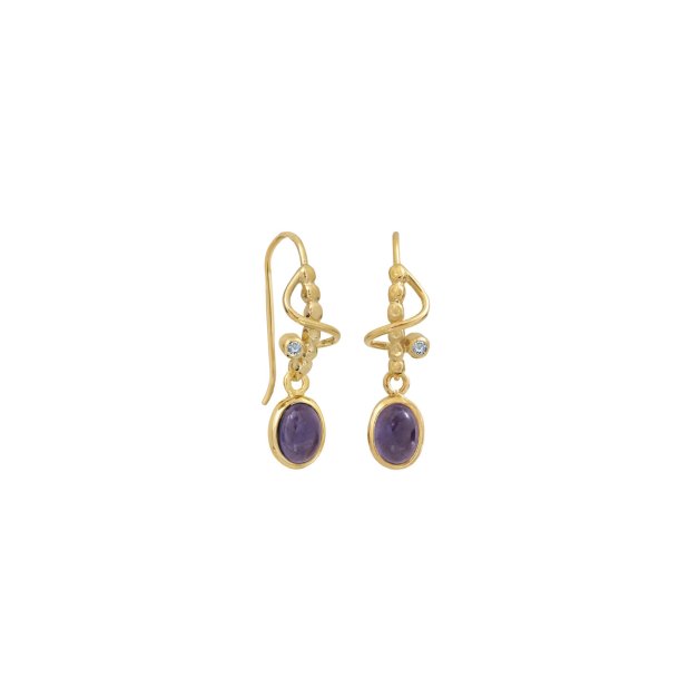 Rabinovich Purple Rain �reringe i forgyldt s�lv med iolit og topas