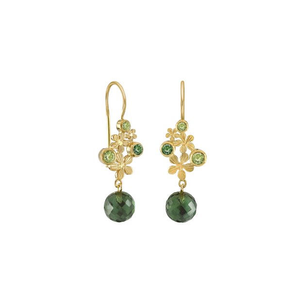 Rabinovich Primrose �reh�ngere i forgyldt s�lv med peridot og gr�n kvarts