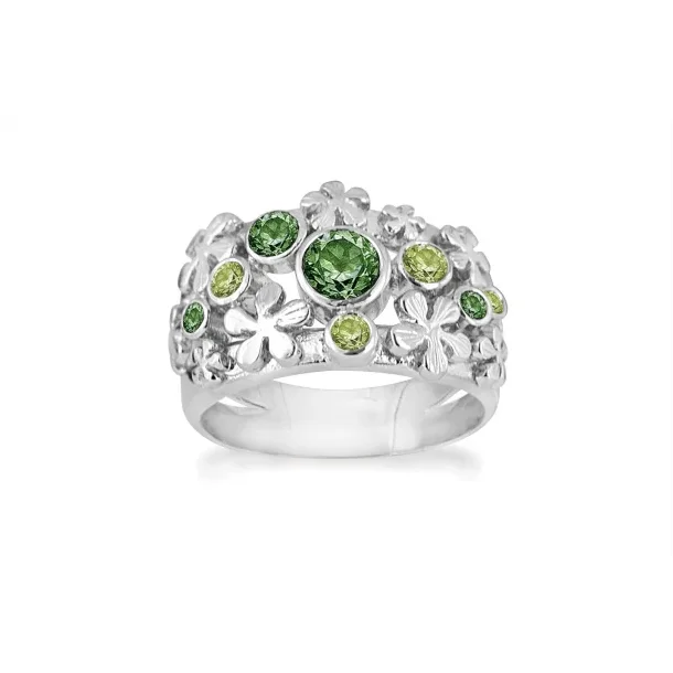 Rabinovich Primrose s�lvring med gr�n kvarts og peridot
