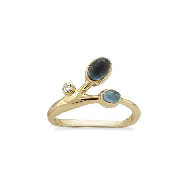 Wave ring i rdguld med topaser og diamant fra Rabinovich