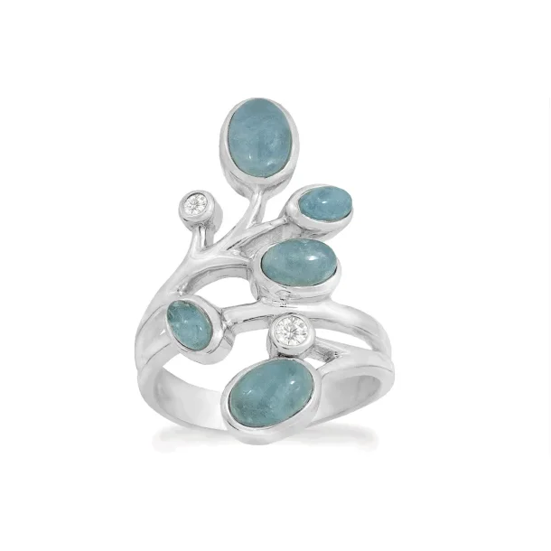 Rabinovich Azure ring s�lv med aquamarin og  zikonia str. 55