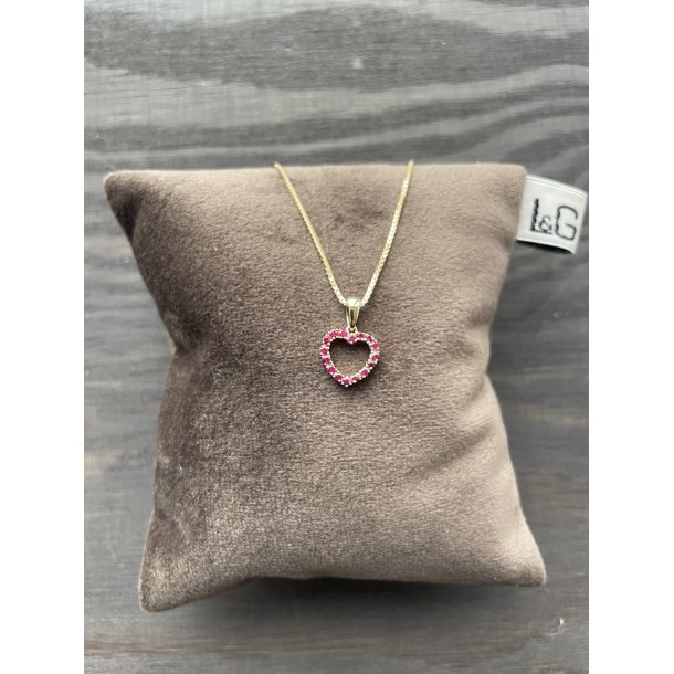 L&G hjertevedh�ng i 14 kt guld med rubin