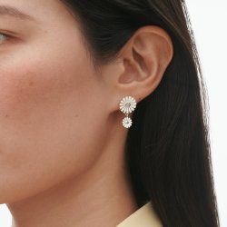 Georg Jensen Daisy Double �reringe i sterlings�lv med hvid emalje