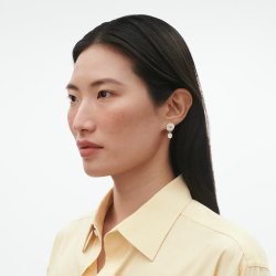 Georg Jensen Daisy Double �reringe i sterlings�lv med hvid emalje