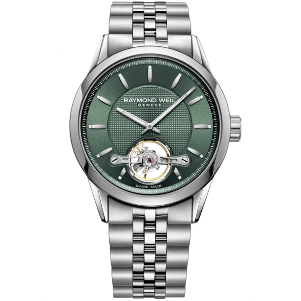 RW Freelancer Automatic Open Heart herreur m. grn skive/stllnke 42,5mm