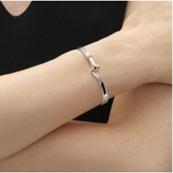 Georg Jensen Torun armring s�lv med 18 kt guld og champagne diamanter 0,08ct, str. S