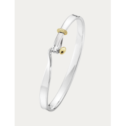 Georg Jensen Torun armring s�lv med 18 kt guld og champagne diamanter 0,08ct, str. S