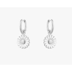 Georg Jensen Daisy �reringe s�lv med hvid emalje 13mm