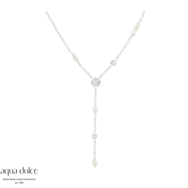 Aqua Dulce Clover y-k�de s�lv med ferskvandsperler 42+3cm
