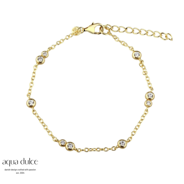 Aqua Dulce Whisper Pure armb�nd s�lv forgyldt med zirkonia 17+3cm