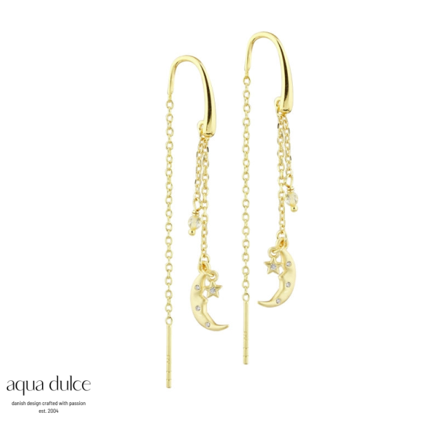 Aqua Dulce Dreamlit Thread s�lv forgyldt �reh�nger med zirkonia