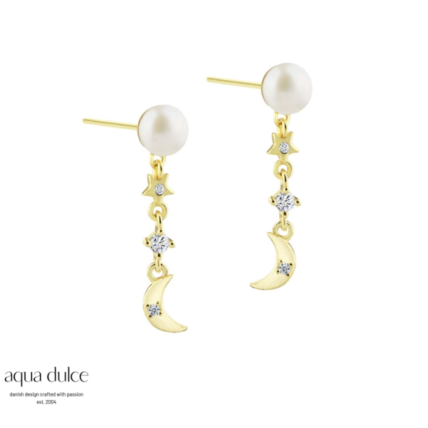 Aqua Dulce Dreamlit Pearl Charm s�lv forgyldt �restik med ferskvandsperler