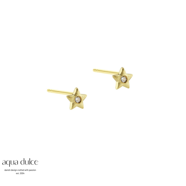 Aqua Dulce Dreamlit small star s�lv forgyldt �restik med zirkonia