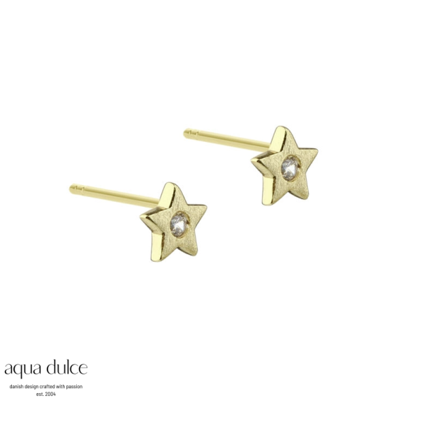 Aqua Dulce Dreamlit Star �restik s�lv forgyldt med zirkonia 6,5mm