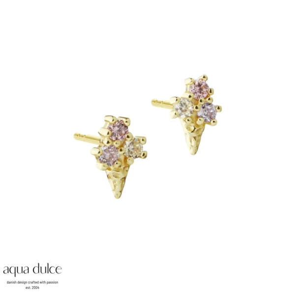 Aqua Dulce Frozen s�lv forgyldt �restik med farvede zirkonia