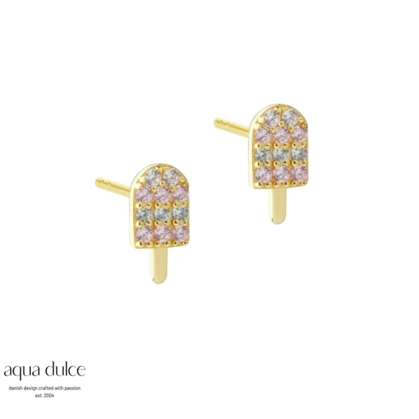 Aqua Dulce Ice s�lv forgyldt �restik med farvede zirkonia