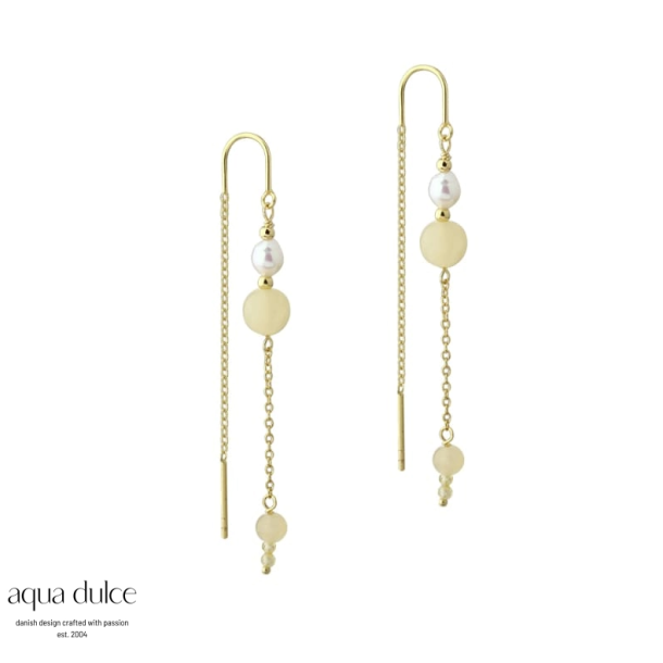 Aqua Dulce Moonlight s�lv forgyldt �rekrog med citrin/ferskvandsperler