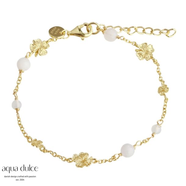 Aqua Dulce Clover armb�nd s�lv forgyldt med m�nesten 17+3cm