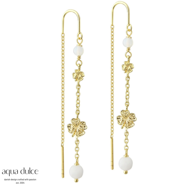 Aqua Dulce Clover �reh�ngere s�lv forgyldt med m�nesten