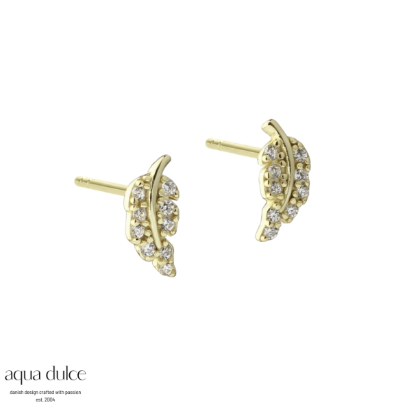 Aqua Dulce Nora leaf �restikker forgyldt s�lv med zirkonia