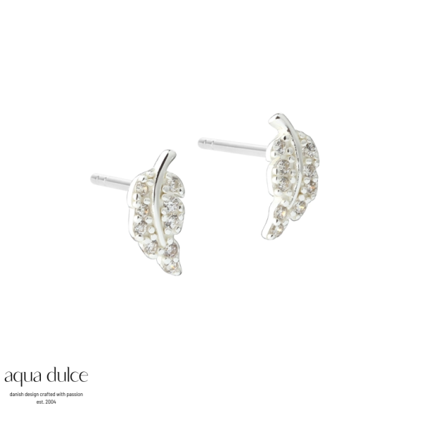 Aqua Dulce Nora leaf �restikker s�lv med zirkonia