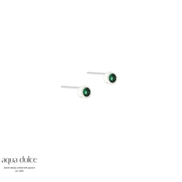 Aqua Dulce Lumi verde small �restikker s�lv med gr�n zirkonia