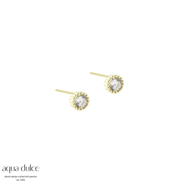 Aqua Dulce Lumi medium 5,5mm �restikker forgyldt s�lv med zirkonia