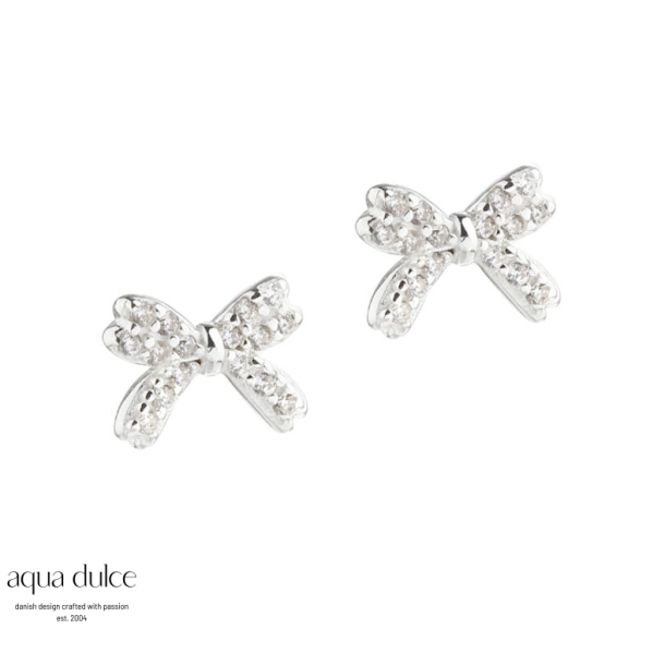 Aqua Dulce Darling bow �restikker s�lv med zirkonia