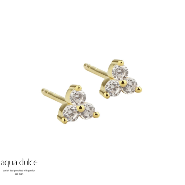 Aqua Dulce Gunnva white �restikker forgyldt s�lv med zirkonia