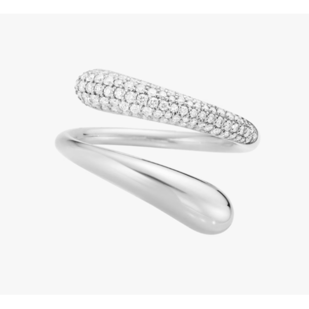 Georg Jensen Mercy twist ring 634N rhodineret s�lv med diamant pav� 0,37ct TW VS i st�rrelse 56