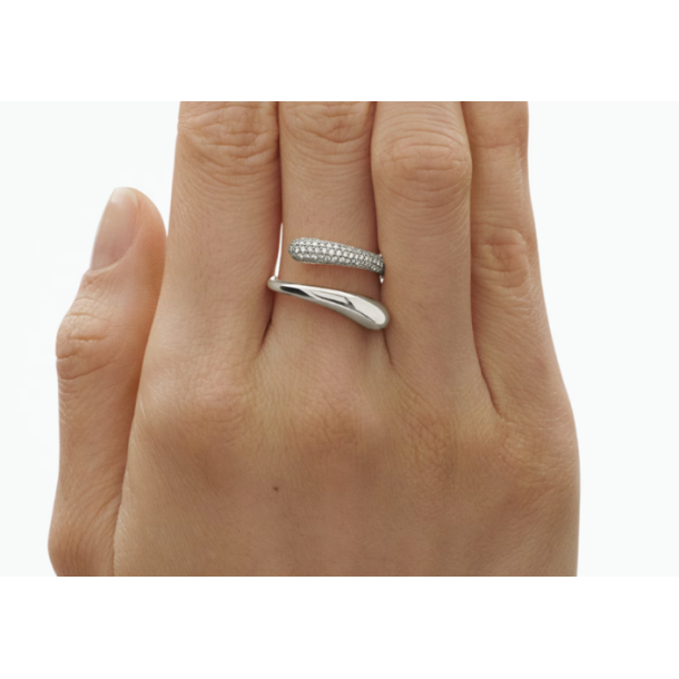 Georg Jensen Mercy twist ring 634N rhodineret s�lv med diamant pav� 0,37ct TW VS i st�rrelse 56