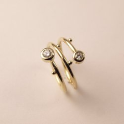 A. Madsen Snirkel guldring m. brillanter